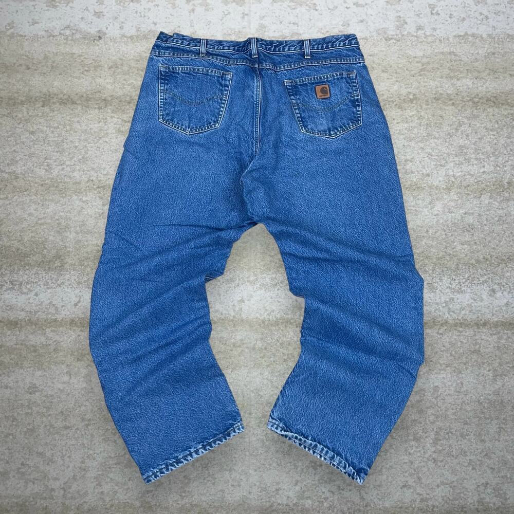 Vintage Y2K Carhartt Jeans 42x32 Baggy Wide Leg Fit Medium Wash Denim Flannel